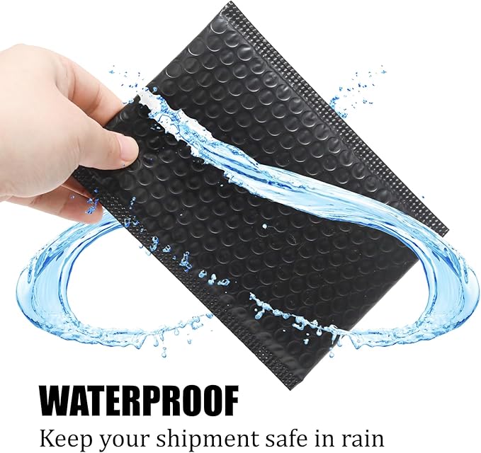 10 Pcs 5x7 Inch Self Seal Adhesive Poly Bubble Mailers Black Waterproof Shipping Bags for Mailing Packaging