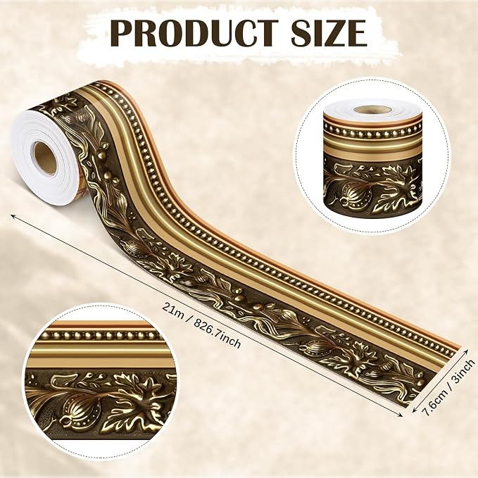 Outus 68ft Frame Bulletin Board Border Die-Cut Rolled Trim,Exquisite | Straight Picture Frame Border, Vintage Style Classroom Chalkboard Decor, Trimmable School Office Party Displays