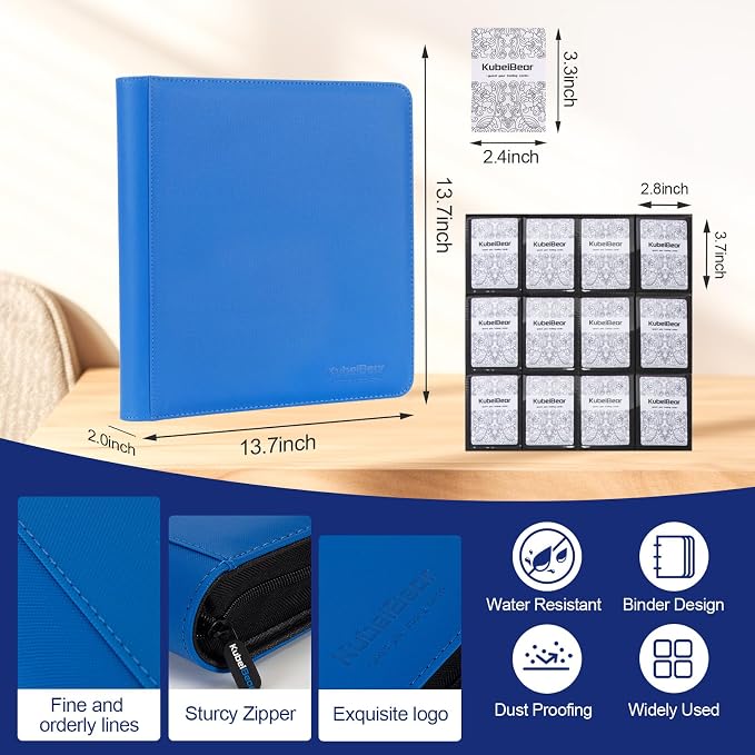 Card Binder – 720 Capacity, Zippered Trading Card Holder for MTG, Sports & Collectible Cards – Acid-Free, Durable & Travel-Friendly Storage (Blue dots, 12 Pocket)