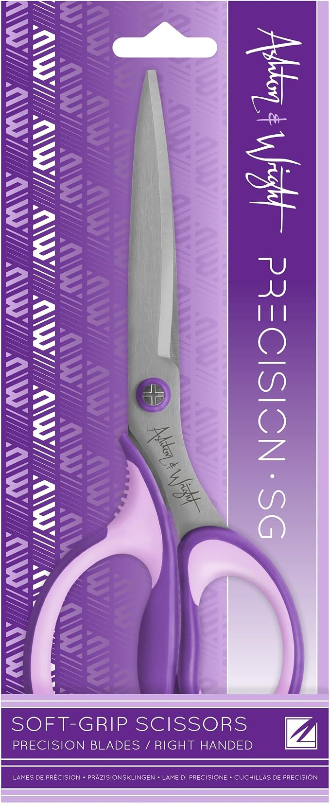 Ashton and Wright - Precision SG - Soft Grip Scissors for Office, Home, Kitchen, and Craft - 210mm / 8” - Steel Blades (Purple, Right Handed)