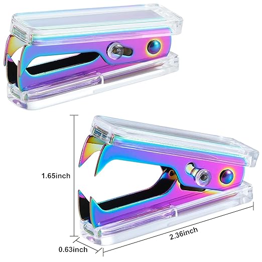 Dream Color Acrylic Stapler Set,Desk Stapler,Office and Home Stapler,Students Stapler,Tape Dispenser,Stapler Remover,Free 1000pcs 26/6 Staples——Multicolor