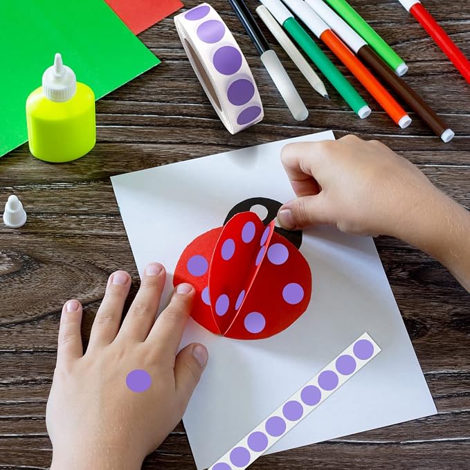 PARLAIM 0.5 Inch Round Permanent Adhesive Color-Code Dot Stickers,1000 Stickers (Lavender)