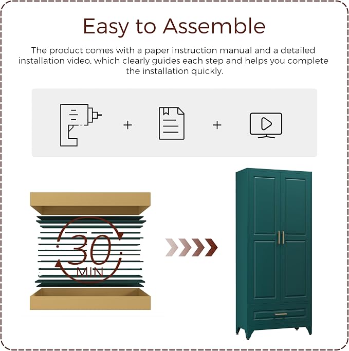 75" Tall Metal Kitchen Pantry Cabinet, Storage Cabinet with Doors | Kitchen Cabinet with Drawer & 3 Adjustable Shelves, Tall Food Pantry, Cupboard for Kitchen, Dining Room, Garage & Office