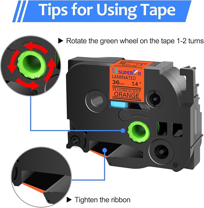 5 Pack TZe-B61 36mm Label Tape Compatible for Brother P-Touch TZe TZ Tape 36mm 1.4'' Laminated Fluo Orange TZ-B61 Black on Fluo Orange 1-1/2'' for Ptouch Label Maker PT-P910BT P900W P950W