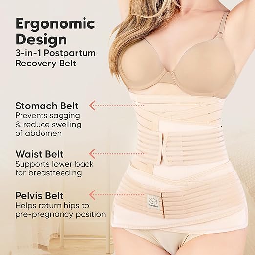 3 in 1 Postpartum Belly Support Recovery Wrap – Postpartum Belly Band, After Birth Brace, Slimming Girdles, Body Shaper Waist Shapewear,Post Surgery Pregnancy Belly Support Band (Classic Ivory,2XL)