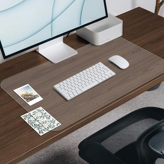 Clear Desk Mat Frosted, 34 x 17 in Desk Pad, Protector Mat for Office & Home Working, Table Protector Anti-Water & Heat Resistant