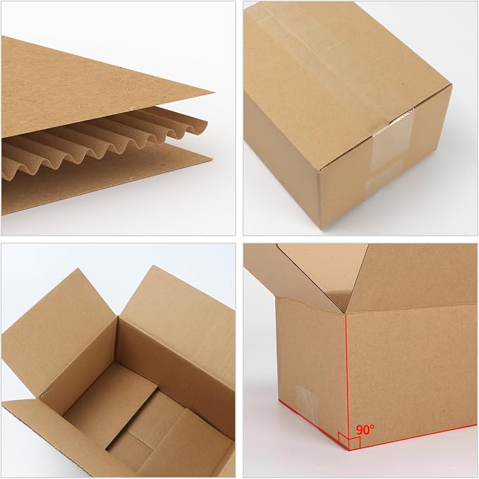 Schliersee 5x5x5 Shipping Boxes Set of 50, Brown Kraft Corrugated Cardboard Square Business Boxes Mailers for Packaging, Moving