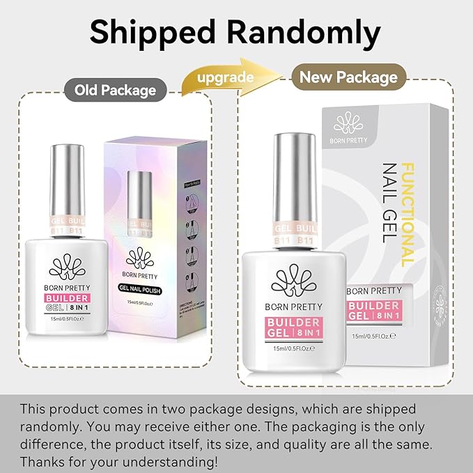 Born Pretty Builder Gel for Nails 15ML,8-in-1 Neutral Nude Cover Hard Gels for Nail Apex Building & Extensions,Translucent Base Gel & Rhinestone Glue in a Bottle,U V/LED Cured for DIY & Salon Use