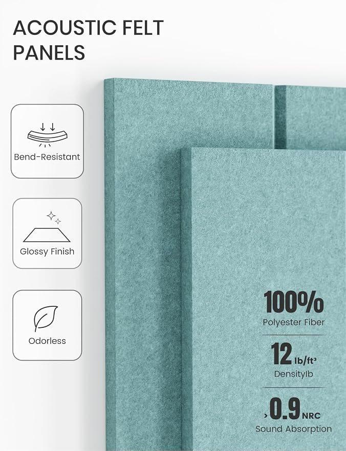Fluxynara 36" x 24" Large Felt Bulletin Board, Aqua Blue | 6 Pack Cork Board Alternative with 30 Safe Adhesive Tabs, Felt Pin Boards for Wall Decor, Home, Office, Classroom, Dorm