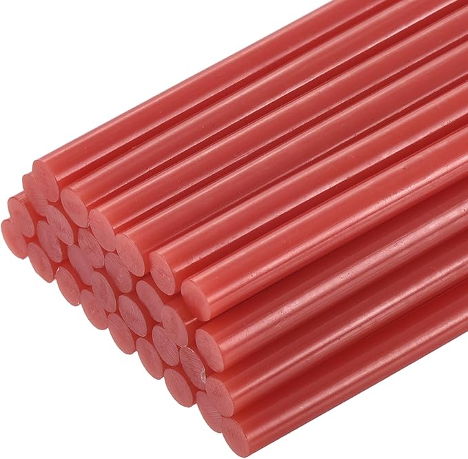 uxcell 30pcs 7mm x 200mm Full Size Hot Glue Gun Sticks 8-inch x 0.27-inch High Sticky Small Hot Glue Sticks for Glue Gun, Red