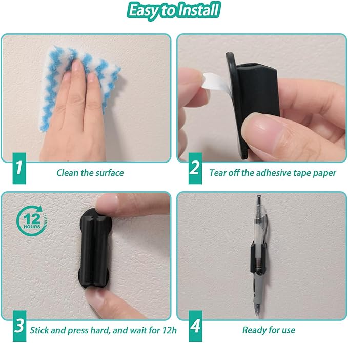 Adhesive Pen Holder for Wall Pencil Holders for Desk, 6Pack Silicone Pen Holders for Clipboard, Marker Holder Pen Holder Clip, Pencil Holder for Classroom Must Haves Teacher Supplies, Stylus Holder