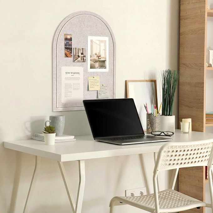 Large Arched Felt Bulletin Board - Cork Board Alternative for Wall Decor | Stylish 21.5 X 17 Bulletin Set with Pins - Perfect to Display Your Photos in the Office