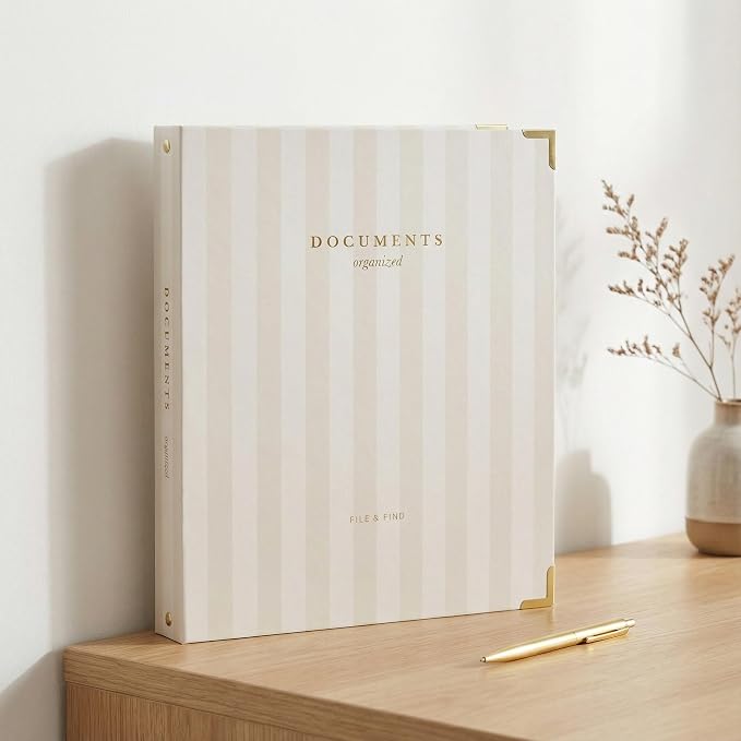 Aesthetic 3 Ring Binder Set of 2-1 Inch Binder Fits Letter Sized Paper | Sturdy Cute Three Hole Ring Holder for Women or Men with Pocket - Easily Organizes Your Paperwork for School, Office or Work