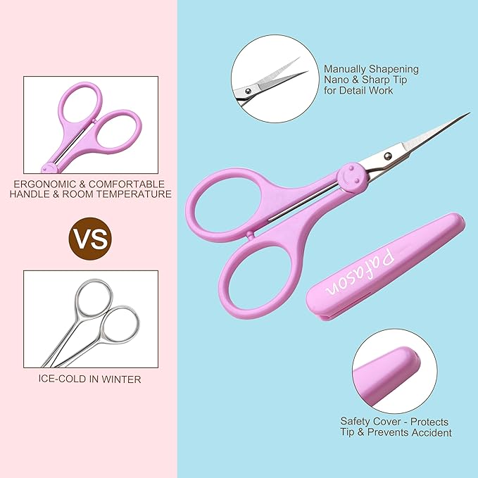 PAFASON Ultra Sharp Detail Scissor Set 2 PC Straight for Scrapbooking Quilting Sewing Knitting Embroidery Cross Stitch Crochet Thread Yarn Paper Fabric Detail Cutting Stainless Steel, Safety Case