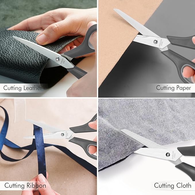 6 Pack All Purpose Scissors, 8 Inch Sharp Scissors Bulk for Office School Classroom, Shear Fabric Sewing Craft Cutting Paper for Adults Teachers Students, School Supplies for Right/Left Handles