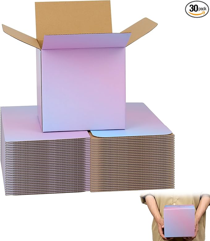 FORBFAN 6 x 6 x 6 Shipping Boxes, 30 Pack Corrugated Cardboard Mailing Boxes for Small Business, Colorful Packing Boxes for Small Orders & Packaging