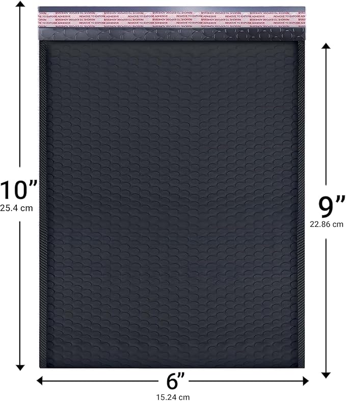 Poly Bubble Mailers 6x10 250 Pack Usable Size 6x9 Black Waterproof Self Seal Adhesive Shipping Bags, Cushioning Padded Envelopes for Shipping, Mailing,Small Business Supplies.