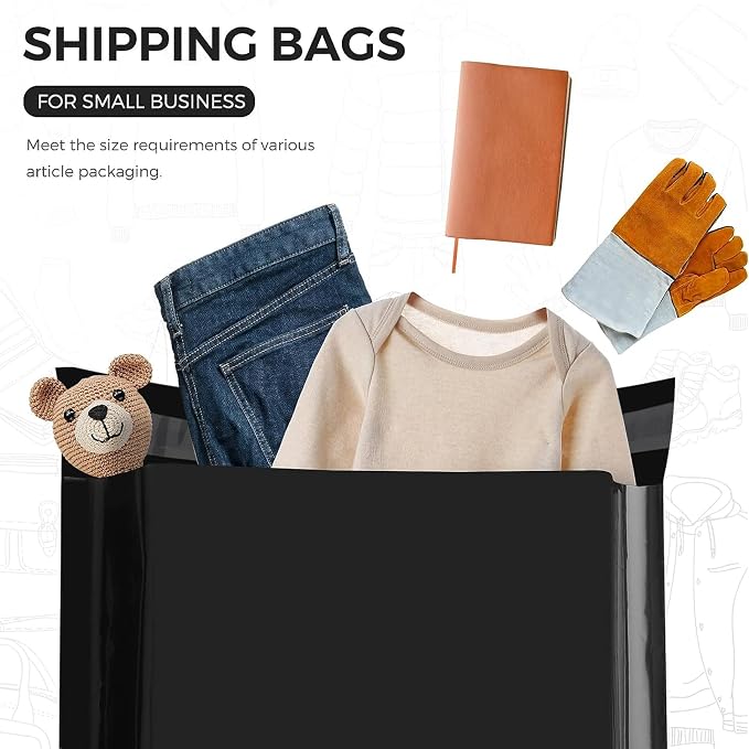 Metronic Poly Mailers 12x15.5 200 Pack Shipping Bags for Clothes Black | Strong Self-Seal Mailers Poly Bags Shipping Envelopes Tear-resistant Waterproof Package Mailing Bags for Small Business