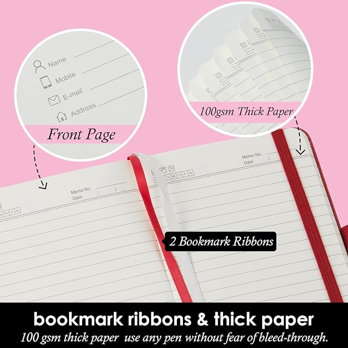 Small Notebook Journals, 3 Pack Mini Pocket Note pads for Men & Women Writing, A6 Small Leather Notepad 3.7" x 5.7" with Pen, Black, Red, Green