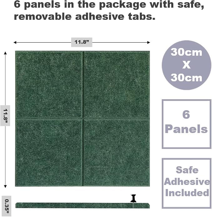 Cork Board 24 x36 Alternative - 6 Pack Felt Wall Tiles with Safe Removable Adhesive Tabs, Cork Boards for Walls Cork Board for Home Office Pin Board Tack Board - Tree