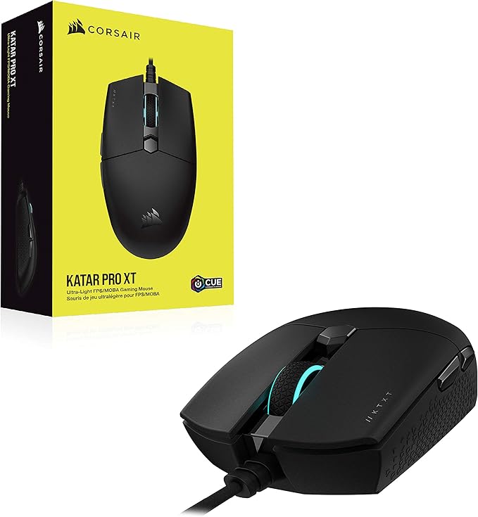 Corsair KATAR PRO XT Wired Ultra-Light FPS Gaming Mouse – 18,000 DPI – Symmetric Shape – Quickstrike Buttons – iCUE Compatible – PC, Mac, PS5, PS4, Xbox – Black
