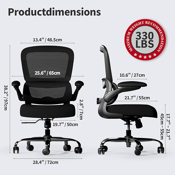 TRALT Office Chair - Ergonomic Desk Chair with Adjustable Lumbar Support, Mesh Computer Chair, Executive Chairs for Home Office Comfortable Lumbar Support Black Pack of 6