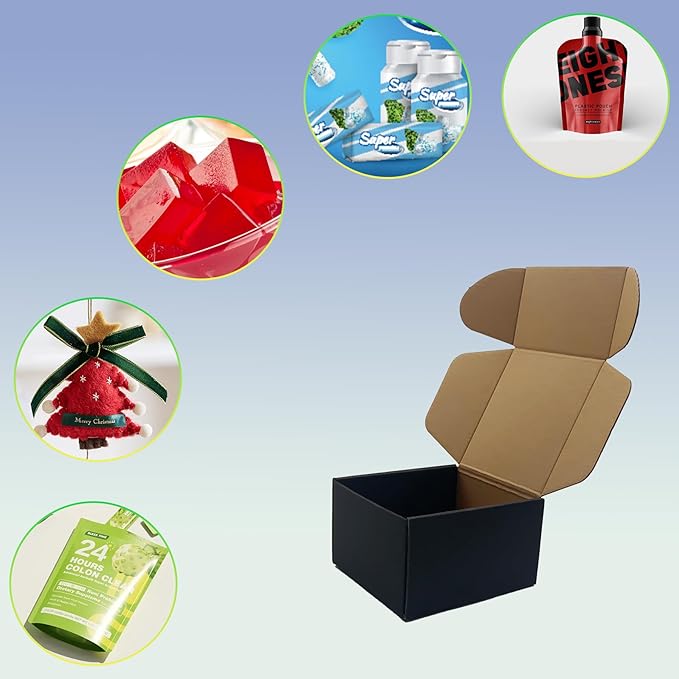 24 Pack 5x5x3 inches Black Shipping Boxes, Corrugated Mailer Boxes, Packaging Boxes for Products, Recyclable Cardboard Box, Flat Literature Mailers for Gifts, Small Business by Mailing
