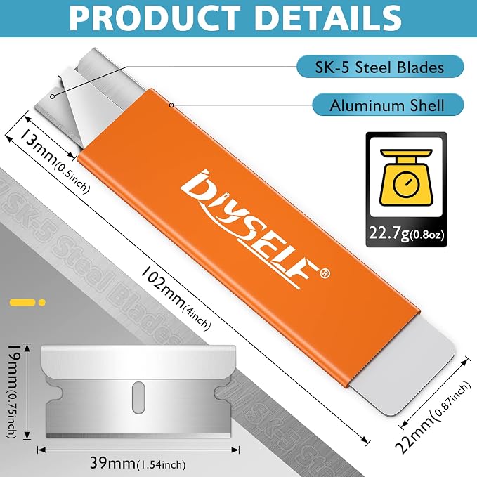 DIYSELF 24 Pack Box Cutter Retractable Knives, Single-Edge Utility Knife | All-Metal Razor Knife for Paper and Packaging, Controlled-Slide Cutter Knife for Cardboard, Models, School and DIY