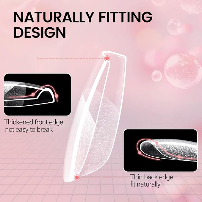AILLSA Nail Tips and Glue Gel Kit Short Coffin Nail Tips 120pcs, Professional Glue Gel 30g for Fake Acrylic Nails, Full Cover Portable Mini U V Nail Lamp for DIY Salon Home