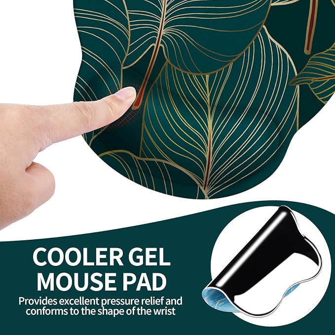 Mouse Pad with Wrist Rest, Comfortable Computer Mousepad with Gel Wrist Support Smooth Surface and Non-Slip PU Base for Pain Relief, Laptop, Office & Home (Tropical Plants)
