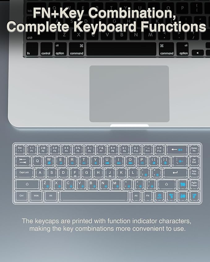 60% Gaming Keyboard,Small Keyboard USB-C Wired,Compact Mini Teclado Gamer,68 Keys RGB Backlit Portable Membrane Keyboards for Business Trips,Office,PC Games (SK968,White)