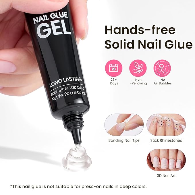 Beetles Tipex Gel Nail Kit Extra Short Square: 16 Sizes Instant Apex Nail Tips, 224 Pcs Pre-Building False Nail Tips with Tipex Nail Glue, Mini Nail Lamp-Thick Acrylic Nail Set