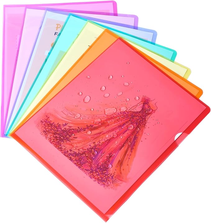 Sooez 15 Pack Clear Document Folder, Plastic Sleeves for Paper 8.5 x 11, Plastic File Folders Paper Sleeves Protector, Heavy Duty Poly File Jacket Sleeves Pocket Folder Cover,5 Assorted Colors