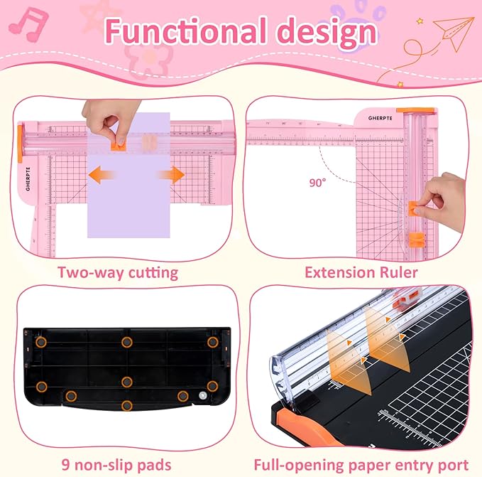 2 Set A4 Paper Cutter 12 Inch Titanium Paper Trimmer Scrapbooking Tool with 2pcs Replacement Blades with Automatic Safety Guard and Side Ruler for Craft Paper,Cardstock,Photo,Coupon, Label
