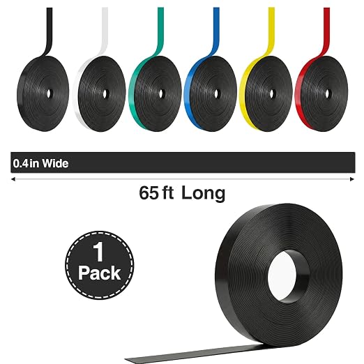 CHUNNIAO Teacher Supplies,Black Highlighter Tape Magnets for Whiteboard of Classroom and Office,Fine Line Gridding Tape - 2/5" x 65' Thin Strip Magnets