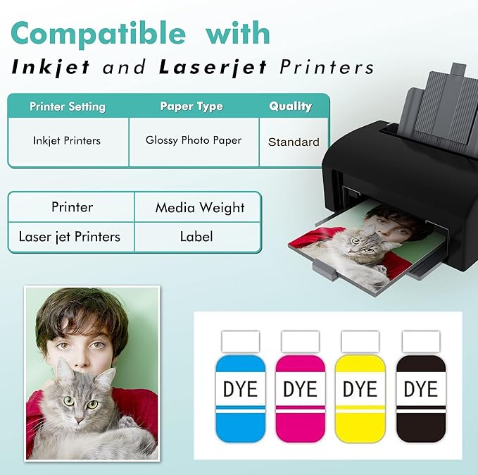 Koala Thin Double Sided Semi-Gloss Photo Paper 8.5X14 Inch Legal Size 100 Sheets 32LB for Inkjet and Laser Printer for Menu Flyer Print