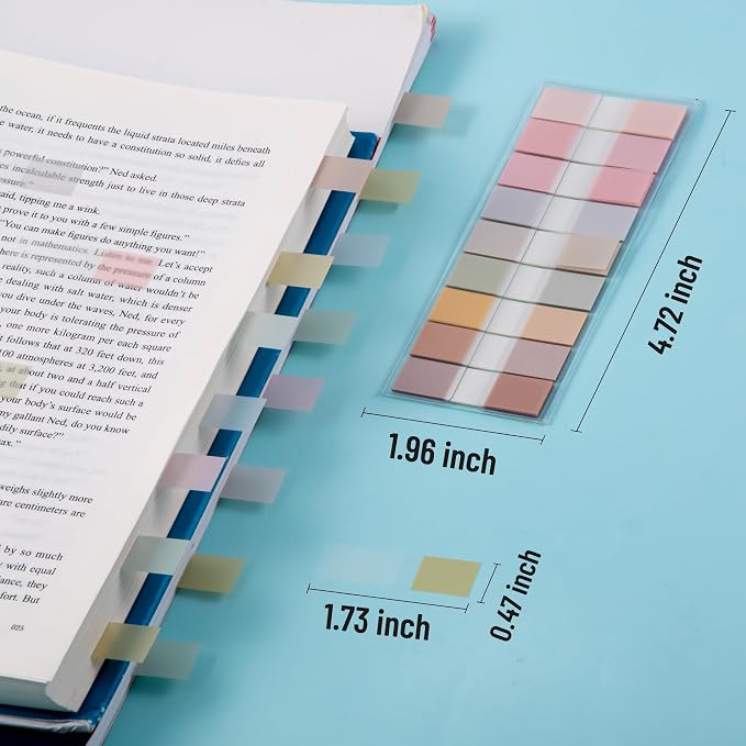 Golcellia Sticky Notes Tabs 900 Pieces Transparent Sticky Tabs, 0.47 Inch Index Tabs, Writable Repositionable Page Tabs for Books, Notebooks, Journals, Files, Neutral Earth Colors