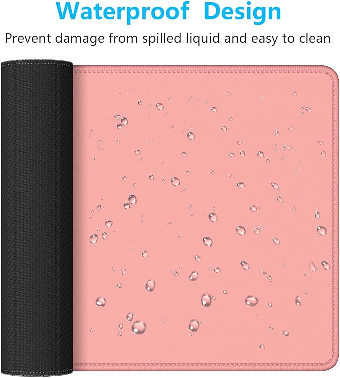 Dapesuom Large Gaming Mouse Pad, Extended Mouse Mat with Stitched Edges, Full Size Keyboard Pad with Non-Slip Base, Big XXL Computer Desk Mats for Gamer, Laptop, Office, 35.5 x 15.7in, Rose Pink