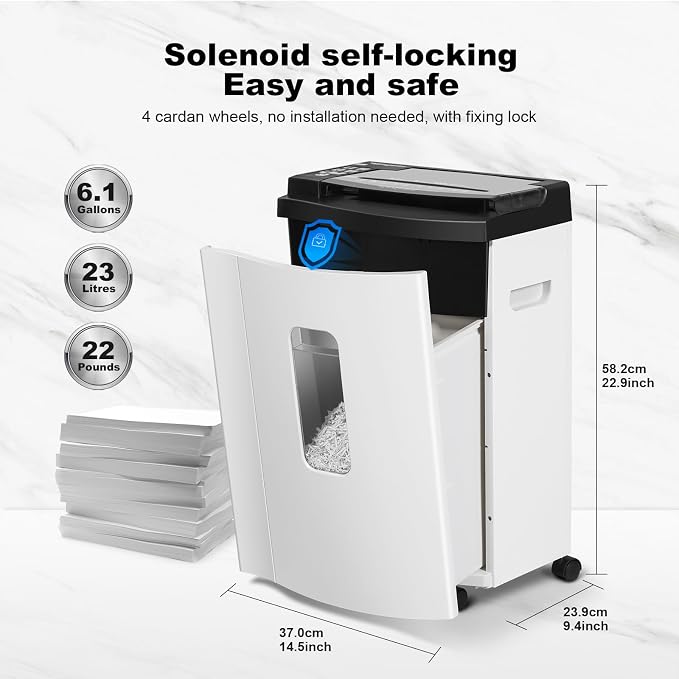 Wingwise 150 Sheets Auto-Feed Micro Cut Paper Shredder for Home Office | P-5, 60 Mins Runtime, 6 Gallons, Shreds CDs & Credit Cards