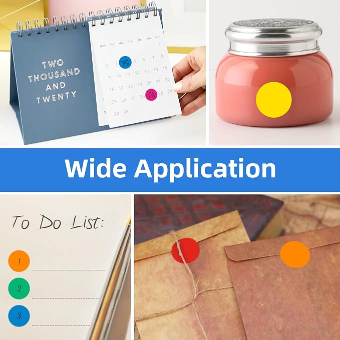 1600 PCS, 3/4" Color Round Dot Stickers, 10 Colors-20 Sheets | Circle Color Coding Blank Labels for Kids/Office/Classroom, Easy Peel, Ideal in Garage/Yard Sale Price self-adhesive Labels