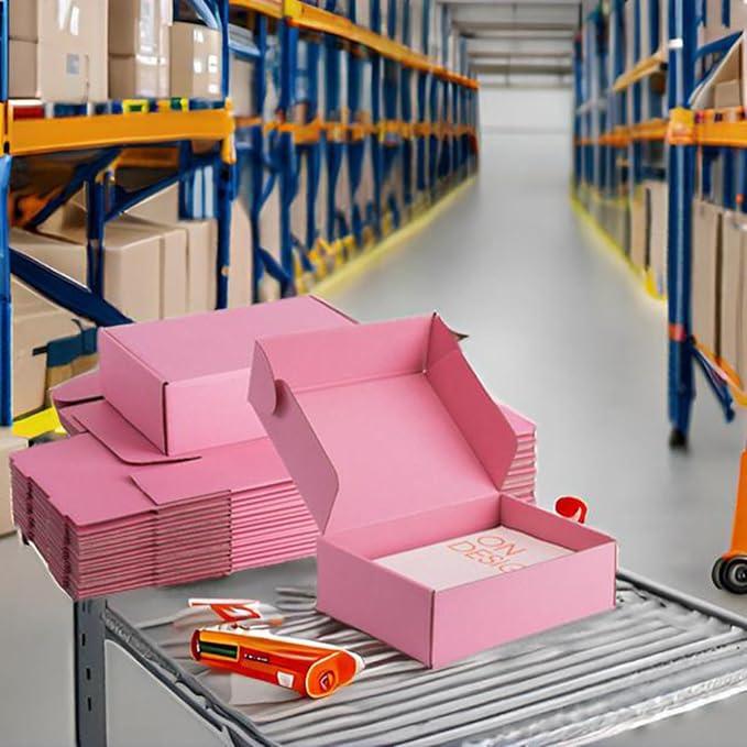 10x7x3 inch Pink Shipping Boxes for Small Business- Set of 25 | Sturdy ECT 32 Corrugated Cardboard Mailer Boxes, Easy Assemble for Packaging, Mailing, Gift