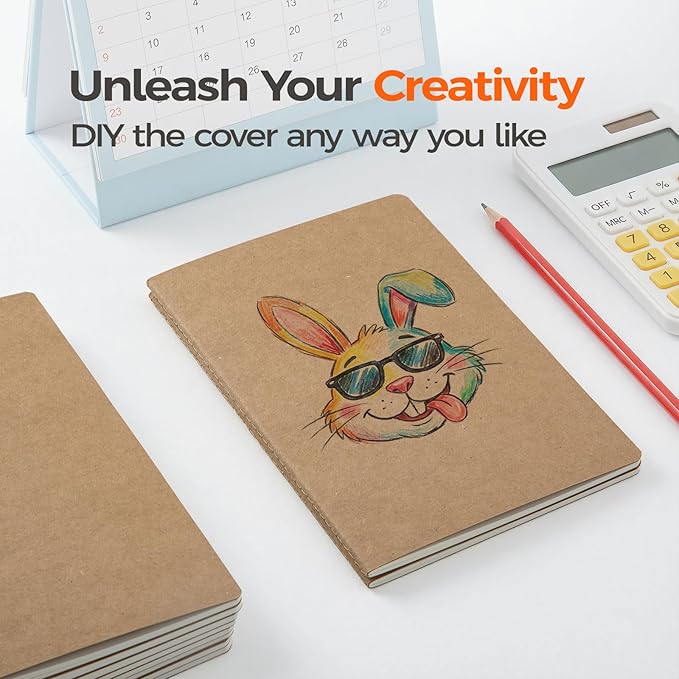 100 Pack Kraft Notebooks Bulk A5, 60 Pages Lined Ruled Journals, 8.3x5.5 Inches, Natural Kraft Cover Composition Notebooks for School Office Students Artists