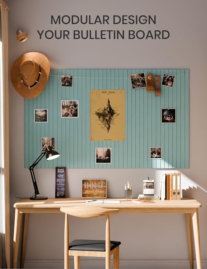 Fluxynara 36" x 24" Large Felt Bulletin Board, Aqua Blue | 6 Pack Cork Board Alternative with 30 Safe Adhesive Tabs, Pin Boards for Wall Decor, Home, Office, Classroom,Dorm