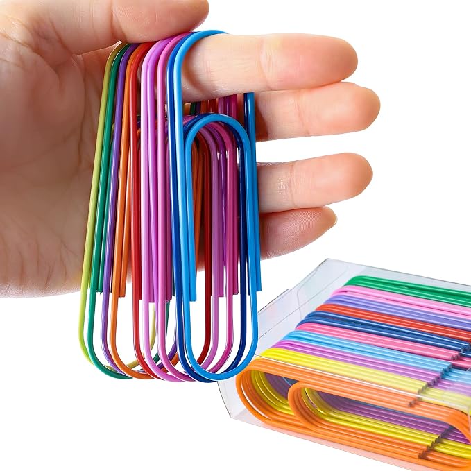 4" Inch Large Paper Clips, 30 Pcs Vinyl Coated Multicolored Mega Large Jumbo Giant Big Colored Paper Holder for Office School Document Organizing