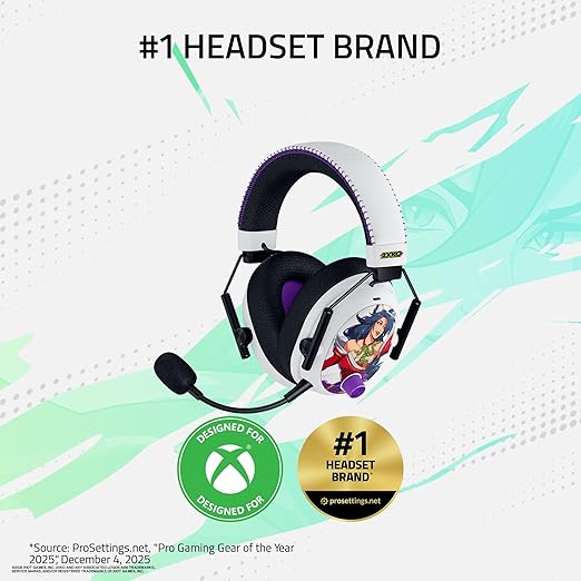 Razer BlackShark V3 Pro Wireless ANC Gaming Headset for Xbox: Full Band Mic - 50mm Driver - 2.4 GHz, Bluetooth, USB, 3.5mm - Works with PC, Mac, PS5, Nintendo Switch - Long Battery Life - 2XKO Edition