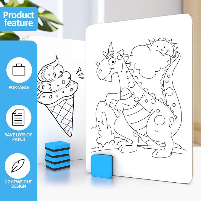 26 Pack Double Sided Dry Erase Boards with 26 Erasers, 12.5 x 9 Inch | Double-Sided Reusable Small White Board, Smooth Writing & Wipe-Clean Design, Portable Study Whiteboard