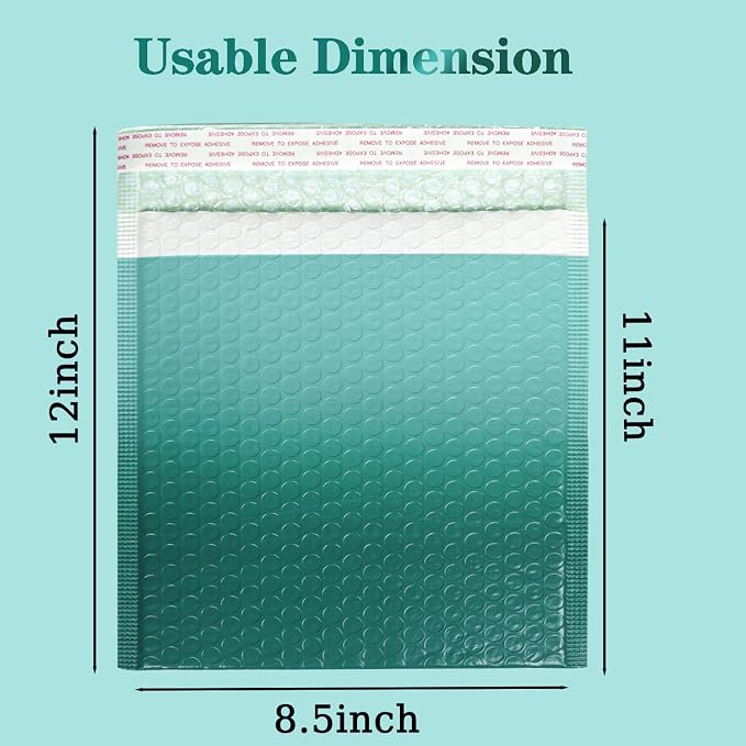 8.5x11 Inch 30 Pack Green Bubble Mailers, Waterproof Padded Envelopes, Self Seal, Strong Adhesion Bubble Envelopes, Cushioning Padded Mailers for Small Items