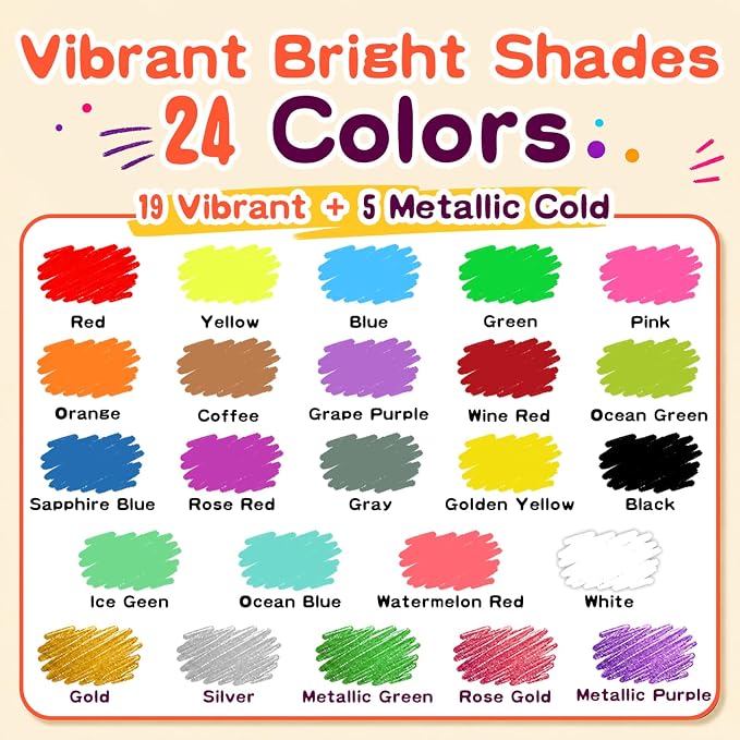 GOTIDEAL Chalk Markers, 24 Colors Liquid Chalk Markers for Blackboard