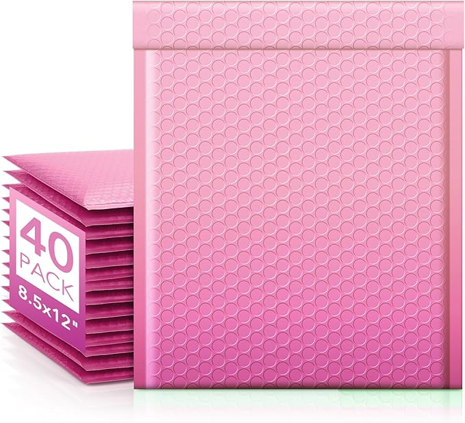 Fuxury 40 Pack Thick Bubble Mailers 8.5x12 Inch Gradient Pink Bubble Envelopes Cute Design Cushioning Mailer for for Small Business Mailing Books Clothes Makeup Supplies