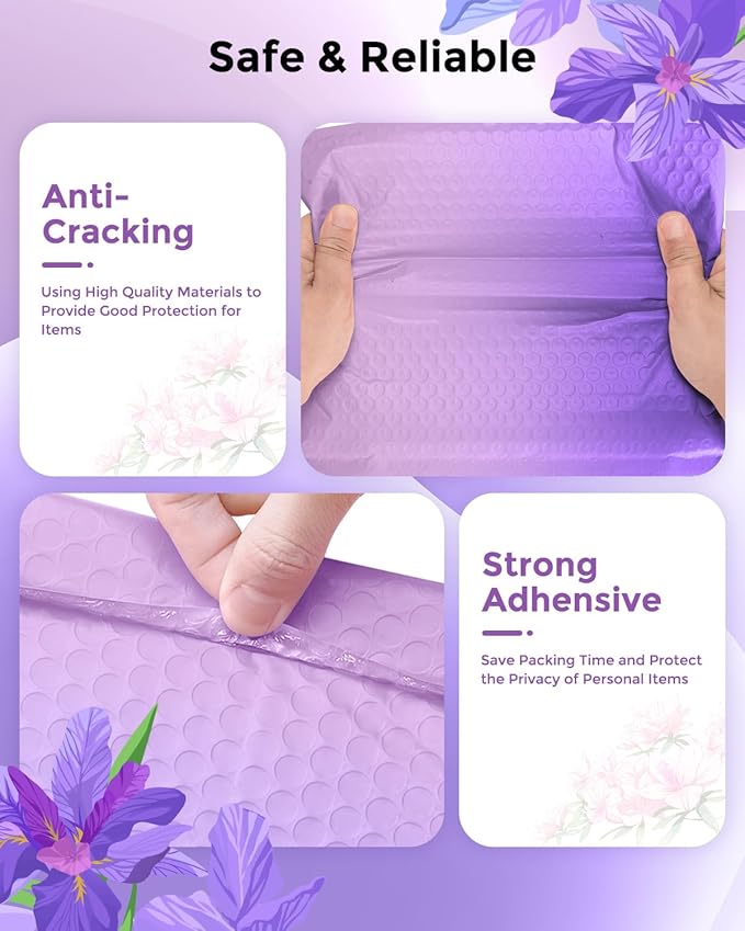 Metronic Bubble Mailers 8.5x12Inch 240 Pack Usable Size 8.5x11'' Gradient Purple Bubble Mailer Waterproof Padded Envelopes for Gift Packaging, Mailing, Makeup, Small Items Bulk